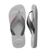 Chancletas Havaianas Top Max Comfort de color gris, con tiras anchas texturizadas y detalle de la marca en tono verde lima.