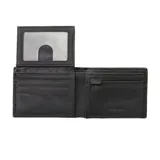 Billetera negra marca Rip Curl, modelo Ridge Pu All Day, confeccionada en poliuretano con logo de la marca en la parte inferior.