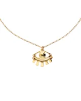 Collar corto de aleación de metales bañado en oro de 18k con dije de ojo turco.