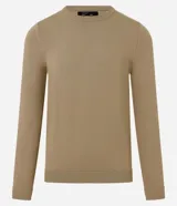 Suéter básico masculino de cuello redondo y manga larga, confeccionado en punto liso.