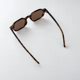 Lentes de sol Casimiro con armazón de policarbonato carey y cristales marrones claros. Presentan detalles metálicos dorados en las bisagras.