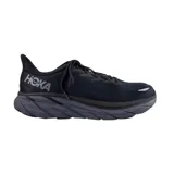 Championes de running Hoka modelo Clifton 8, color negro con suela gris oscuro. Diseño de malla transpirable con amortiguación de alto rendimiento.