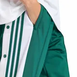 Pantalón deportivo Adidas Adibreak de color verde con bandas laterales blancas y botones a presión en los laterales. Cuenta con cintura elástica y el clásico logo de la marca bordado.