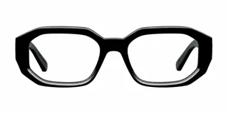 Lentes blueblocker modelo Kesia, de montura geométrica color negro con diseño en relieve y bordes afilados. Cuentan con protección contra luz azul y UV400.