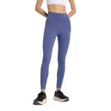 Calza deportiva New Balance de tiro alto, color azul, con tecnología NB DRY de secado rápido y logo de la marca en la pierna.