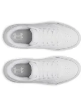 Championes de mujer Under Armour UA W Tempo, de color blanco, con diseño inspirado en el baloncesto, parte superior de piel suave y suela tipo cupsole.