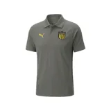 Remera polo Puma del Club Peñarol, modelo Evostrip, color gris con detalles en amarillo y negro.