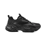 Championes deportivos Skechers modelo Bobs Sport Diego, color negro, con capellada de malla y recubrimientos de cuero sintético, suela gruesa y flexible, y plantilla acolchada Memory Foam.