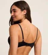 Kit de dos soutiens triangulares de microfibra ligera, marca Lov, uno en color gris melange y otro en negro, con doble tirante fino ajustable.