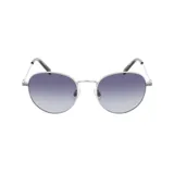 Lentes de sol INVU modelo IB12402A, con montura plateada, lentes redondos con filtro polarizado y degradé de azul a gris.