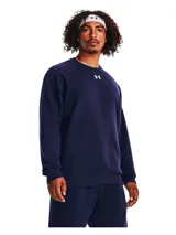 Buzo de cuello redondo Under Armour, confeccionado en tejido polar de mezcla de algodón con interior cepillado. Presenta diseño de mangas raglán, puños y bajo acanalados, con el logo de la marca bordado en el centro del pecho.