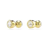 Aros de botón Swarovski, con cristal blanco facetado y engaste con baño de oro.