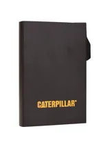 Billetera unisex Caterpillar Boston Slide Up negra, con sistema de extracción de tarjetas, capacidad para hasta 6 tarjetas y estuche rígido de aluminio ligero.
