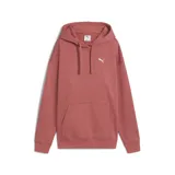 Buzo tipo canguro con capucha y cordones ajustables, color terracota. Presenta un diseño holgado con bolsillo frontal tipo canguro y el logo de la marca bordado en el pecho.