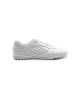Championes Umbro modelo Touch TF para hombre, color blanco, con capellada de PU y suela de caucho. Presenta el logo Umbro en el lateral y textura acolchada en la puntera.