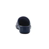 Zueco negro con perforaciones en la parte superior y plantilla acolchada.