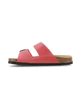 Sandalias Hush Puppies modelo Algarrobo, color rojo, con dos tiras ajustables con hebillas metálicas, suela de corcho y base de goma antideslizante.