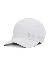Gorra deportiva Under Armour de perfil bajo, confeccionada en tejido elástico y ligero con paneles perforados para mayor transpirabilidad. Cuenta con banda interior Iso-Chill para disipar el calor, cierre ajustable con velcro y logotipo reflectante.