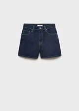 Short de jean azul oscuro, de tiro alto y corte recto.