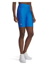 Calza corta deportiva azul de Under Armour, modelo Tech Bike Short, con cintura alta y logo estampado en la pierna izquierda.