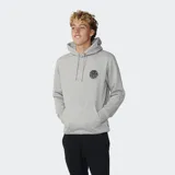 Canguro gris melange con capucha y cordones ajustables, bolsillo tipo canguro delantero y pequeño estampado circular en el pecho de la marca Rip Curl.