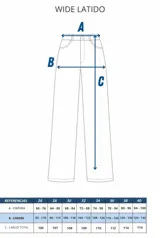 Pantalón de jean estilo wide leg con tiro alto, corte recto y amplio desde la cadera hasta el ruedo. Presenta un lavado azul clásico con sutiles detalles de textura.