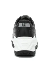Sneaker Cat modelo Watchful, color negro con detalles en plateado texturizado y suela blanca de plataforma.