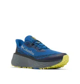 Championes de trail running Columbia Konos Trillium Atr Techlite, color azul con suela gris y detalles en amarillo. Incorpora tecnologías Omni-MAX, Techlite+ y Adapt Trax para mayor amortiguación, estabilidad y tracción en terrenos difíciles.