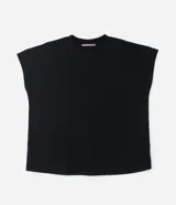 Blusa tipo muscle tee de corte holgado, confeccionada en tejido rib acanalado, con escote redondo y diseño sin mangas.