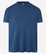 Remera deportiva de manga corta y cuello redondo, color azul, confeccionada en tejido de poliéster con tecnología Dry para mayor transpirabilidad.