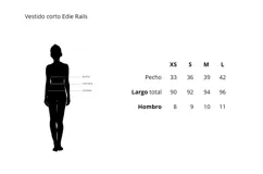 Vestido corto a rayas horizontales azul marino y blanco, con cuello redondo, mangas cortas y falda cruzada con lazo lateral.