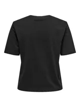 Remera negra de manga corta, cuello redondo y corte clásico.
