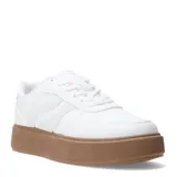 Championes de plataforma con capellada de cuero sintético blanco y suela de goma color suela.