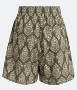 Short de viscosa y lino con estampado étnico, cintura elástica y bolsillos laterales.