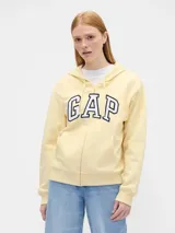 Canguro con cierre frontal, capucha con cordones ajustables y bolsillos tipo canguro. Presenta el logo de la marca estampado en el frente y puños acanalados.