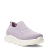Championes de estilo urbano sin cordones, confeccionados en tejido de punto elástico color lila, con suela de goma blanca de plataforma.