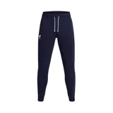 Pantalón de jogging Under Armour Rival Terry color azul marino, de corte ajustado, con cintura elástica con cordón, bolsillos laterales y logo bordado en blanco.