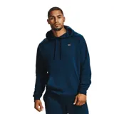 Canguro Under Armour de hombre, color negro, corte suelto, confeccionado en tela de polar con mezcla de algodón, con interior cepillado, gorro cruzado ajustable, bolsillo frontal tipo canguro, dobladillo y puños acanalados, mangas raglán y logotipo de parche tejido.