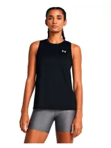 Musculosa deportiva Under Armour de corte holgado, confeccionada en tejido técnico de secado rápido con tecnología anti-olor. Presenta cuello redondo y logo de la marca estampado en el pecho.