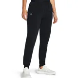 Pantalón de jogging negro Under Armour Rival para mujer, de tejido elástico ultraligero con tecnología UA Storm que repele el agua. Corte suelto, cintura elástica de tiro alto con cordón de ajuste interno y bolsillos abiertos para las manos.