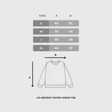 Sweater de punto color gris con cuello redondo, mangas largas con puños acanalados y estampa frontal con el texto 'VNFO'.