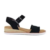 Sandalias Skechers Desert Kiss color negro, con plataforma de yute y plantilla Memory Foam.
