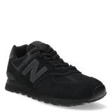 Championes urbanos New Balance modelo 574, color negro, confeccionados en gamuza y malla, con logo N característico en los laterales y entresuela ENCAP.