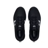 Championes de running Under Armour Charged Assert 10, color negro con logo blanco y suela blanca con tecnología Charged Cushioning.