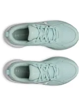 Championes Under Armour W Assert 11 para running, color verde menta con suela blanca y detalles del logo en relieve.