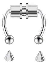 Piercing falso para el tabique nasal, con imán, color dorado. Incluye dos puntas y dos bolitas intercambiables.