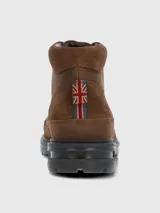 Bota de cuero estilo botín con cordones, diseño de punta cuadrada y suela de goma con tecnología de absorción de impactos.