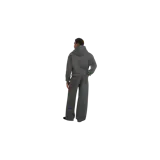 Pantalón de jogging gris oscuro de corte recto, con cintura elástica ancha y costuras frontales a lo largo de las piernas.