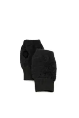 Mitones de tejido de punto con textura afelpada, color negro, con puño elástico acanalado y abertura para el pulgar.