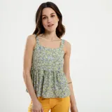 Blusa sin mangas con estampado floral multicolor.